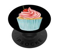 Cherry Cupcake EDM Cupcake Raver Drop The Bass Art ON Bass EN LA Parte Posterior PopSockets PopGrip Adhesivo