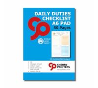 Cherry Daily Duties Checklist A6 Pad | 50 Pages for Morning and Evening Task Tracking | Undated Weekly Planner for Personal and Household Organisation | Glued for Easy Removal | Made in the UK