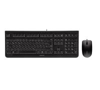 CHERRY DC 2000, Pack de Teclado y Ratón con Cable, Distribución de Teclado Alemán (QWERTZ), Plug & Play a través de 1 Conexión USB por Dispositivo, Diseño Plano, Ratón Simétrico, Negro