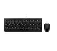 CHERRY DC 2000, Pack de Teclado y Ratón con Cable, Distribución de Teclado Inglés UK (QWERTY), Plug & Play a través de 1 Conexión USB por Dispositivo, Diseño Plano, Ratón Simétrico, Negro
