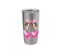 Cherry Disco Ball Coquette Bow Party Carnival Vaso térmico de acero inoxidable de doble pared