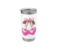 Cherry Disco Ball Coquette Bow Party Carnival Vaso térmico de acero inoxidable de doble pared