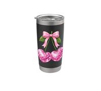 Cherry Disco Ball Coquette Bow Party Carnival Vaso térmico de acero inoxidable de doble pared