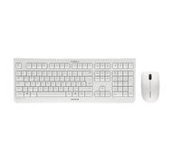 CHERRY DW 3000, Pack de Teclado y Ratón Inalámbricos, Distribución de Teclado Alemán (QWERTZ), Radiofrecuencia 2,4 GHz, Diseño Plano, Tecleo Silencioso, Ratón Simétrico, Blanco/Gris