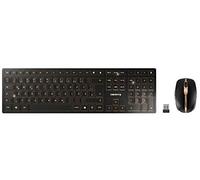 CHERRY DW 9000 SLIM, Set Inalámbrico de Escritorio, Distribución de Teclado Europeo (QWERTY), Bluetooth & 2.4 GHz RF, Teclas Silenciosas, Recargable, Negro/Bronce
