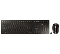 CHERRY DW 9100 Kit Teclado y Ratón Inalámbricos Delgados, Negro/Bronce, Recarg