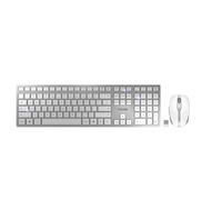 Cherry Dw 9100 Slim Juego De Teclado Y Ratón Inalámbrico 2.4 Ghz Bluetooth 4.0 Ee. Uu. Con Símbolo Euro Blanco Plata