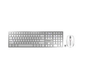 Cherry Dw 9100 Slim Juego De Teclado Y Ratón Inalámbrico 2.4 Ghz Bluetooth 4.0 Ee. Uu. Con Símbolo Euro Blanco Plata