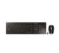 CHERRY DW 9100 SLIM, Pack de Teclado y Ratón Inalámbricos, Distribución de Teclado Inglés EE.UU. (QWERTY), Bluetooth y Radiofrecuencia de 2,4 GHz, Teclas Silenciosas, Recargable, Negro/Bronce