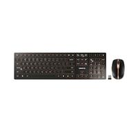 CHERRY DW 9100 SLIM, Pack de Teclado y Ratón Inalámbricos, Distribución de Teclado Inglés EE.UU. (QWERTY), Bluetooth y Radiofrecuencia de 2,4 GHz, Teclas Silenciosas, Recargable, Negro/Bronce