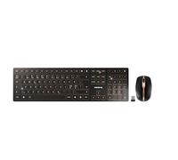 Cherry DW 9100 Slim, Pack de Teclado y Ratón Inalámbricos, Distribución de Teclado Pan Nordic (QWERTY), Bluetooth y Radiofrecuencia de 2,4 GHz, Teclas Silenciosas, Recargable, Negro/Bronce