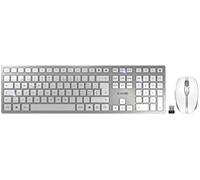 CHERRY Pack teclado y ratón inalámbricos DW 9100 SLIM Bluetooth y 2,4 GHz Recargable Blanco/Plateado