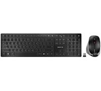 CHERRY DW 9500 SLIM, Pack de Teclado y Ratón Inalámbricos, Teclado Europeo (QWERTY), Conexión Mediante Bluetooth o Radiofrecuencia, Diseño Plano, Recargable, Ratón Ergonómico para Diestros, Negro/Gris