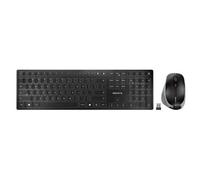 CHERRY DW 9500 SLIM, Set Inalámbrico de Escritorio, Teclado Europeo (QWERTY), Conexión Inalámbrica Bluetooth o 2.4 GHz, Ratón Ergonómico para Diestro, Negro/Gris