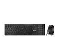 CHERRY DW 9500 SLIM, Set Inalámbrico de Escritorio, Teclado Inglés UK (QWERTY), Conexión Inalámbrica Bluetooth o 2.4 GHz, Ratón Ergonómico para Diestro, Negro/Gris