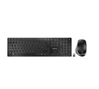 CHERRY DW 9500 Slim, Set Inalámbrico de Escritorio, Teclado Inglés UK (QWERTY), Conexión Inalámbrica Bluetooth o 2.4 GHz, Ratón Ergonómico para Diestro, Negro/Gris