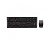 CHERRY DW 3000, Pack de Teclado y Ratón Inalámbricos, Distribución de Teclado Inglés (QWERTY), Radiofrecuencia 2,4 GHz, Diseño Plano, Tecleo Silencioso, Ratón Simétrico, Negro