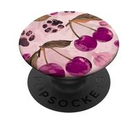 Cherry Fruit Femenino Rosa Acuarela Linda Mascota Gato Perro Pata PopSockets PopGrip Adhesivo