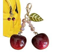 Cherry Fruit Keychain Pendant - Resin 5x5cm | Realistic Collectible Ornament | Decorative Bag Charm Mini Fruit Key Ring For Adults Women Girls Students School Travel Commuting Phone Case Tote