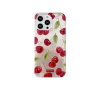 Cherry - Funda de teléfono para iPhone 12 Pro Max, bonito diseño Kawaii de verano estético retro con purpurina de frutas, haz láser de TPU que nunca se decolora, bordes elevados de 0.06 pulgadas para