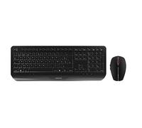 CHERRY GENTIX DESKTOP, Set de Teclado y Ratón Inalámbrico, Distribución de Teclado Belga (AZERTY), Inalámbrico 2.4 GHz, Reposamuñecas Integrado, Diseño Simétrico, Negro