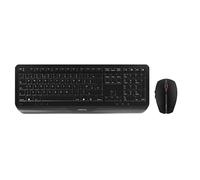CHERRY GENTIX Desktop, Set de Teclado y Ratón Inalámbrico, Distribución de Teclado Inglés UK (QWERTY), Inalámbrico 2.4 GHz, Reposamuñecas Integrado, Diseño Simétrico, Negro
