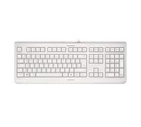 CHERRY KC 1068, Distribución de Teclado Alemán QWERTZ, con Cable, Fácil de Desinfectar, Resistente al Agua, Tecleo Silencioso, Blanco/Gris