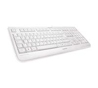 CHERRY KC 1068, Distribución de Teclado Español QWERTY, con Cable, Fácil de Desinfectar, Resistente al Agua, Tecleo Silencioso, Blanco/Gris