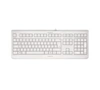 CHERRY KC 1068, Distribución de Teclado Francés AZERTY, con Cable, Fácil de Desinfectar, Resistente al Agua, Tecleo Silencioso, Blanco/Gris