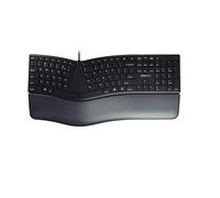 Cherry KC 4500 Ergo, Teclado Ergonómico, Distribución de Teclado Europeo (QWERTY), con Cable, Reposamuñecas Acolchado con Espuma de Memoria, Teclado Curvo, Negro