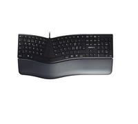 Cherry KC 4500 Ergo, Teclado Ergonómico, Distribución de Teclado Suizo (QWERTZ), con Cable, Reposamuñecas Acolchado con Espuma de Memoria, Teclado Curvo, Negro