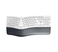 Cherry KC 4500 Ergo, ergonomische Tastatur, Deutsches Layout (QWERTZ), kabelgebunden, gepolsterte Handballenauflage mit Memory-Schaum, geschwungenes Tastenfeld, weiß-Grau