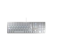 Cherry KC 6000 Slim, Distribución de Teclado Alemán (QWERTZ), Diseño Ultraplano, con Cable (USB-A), Teclas Silenciosas, Rotulación Duradera, Plateado