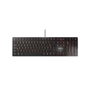 Cherry KC 6000 Slim, Distribución de Teclado Belga (AZERTY), Diseño Ultraplano, con Cable (USB-A), Teclas Silenciosas, Rotulación Duradera, Negro