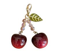 Cherry Keychain Pendant, Collectible Acrylic Ornament, 5cm/1.97inch Decorative Fruit Charm with High-Gloss Finish for Adults Women Girls, Trendy Accessory for School Travel Commuting Tote Phone Case