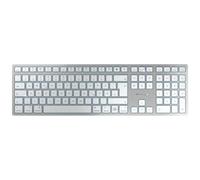 CHERRY KW 9100 SLIM FOR MAC, Teclado Inalámbrico de Diseño para Mac, Distribución de Teclado Alemán (QWERTZ), Opción Bluetooth o Radiofrecuencia 2,4 GHz, Teclas Planas, Recargable, Blanco/Plateado