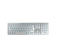 CHERRY KW 9100 SLIM FOR MAC, Teclado Inalámbrico de Diseño para Mac, Distribución de Teclado Francés (AZERTY), Opción Bluetooth o Radiofrecuencia 2,4 GHz, Teclas Planas, Recargable, Blanco/Plateado