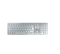 Cherry KW 9100 Slim FOR Mac, Teclado Inalámbrico para Mac, Distribución de Teclado Inglés UK (QWERTY), Bluetooth o Radiofrecuencia 2,4 GHz, Teclas Planas, Recargable, Blanco/Plateado