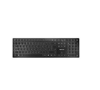 CHERRY KW 9100 SLIM, Teclado Inalámbrico de Diseño, Distribución de Teclado Español (QWERTY), Opción Bluetooth o Radiofrecuencia 2,4 GHz, Teclas Planas, Recargable, Negro/Gris
