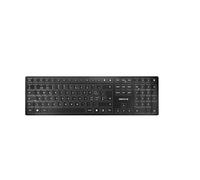 CHERRY KW 9100 SLIM, Teclado Inalámbrico de Diseño, Distribución de Teclado Suizo (QWERTZ), Opción Bluetooth o Radiofrecuencia 2,4 GHz, Teclas Planas, Recargable, Negro/Gris
