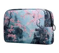 Cherry Lake Cabin Paradise - Bolsa de cosméticos para mujer, neceser de viaje, bolsa organizadora de maquillaje grande con cremallera, multicolor, 18.5x7.5x13cm/7.3x3x5.1in, Neceser