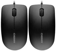 Cherry MC 1000, Ratón de Oficina con Cable, Sensor Óptico (1200 PPP), 3 Botones, Diseño Simétrico para Zurdos y Diestros, Certificado GS, Negro (Paquete de 2)