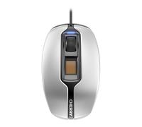 CHERRY MC 4900, Ratón con Cable y Sensor de Huellas Dactilares, Fácil Inicio de Sesión y Autenticación, Diseño Simétrico Para Diestros y Zurdos, Negro/Plata