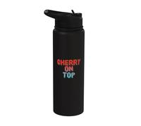 Cherry On Top Fruit Funny Love Fruits Frases divertidas de frutas Stainless Steel Insulated Water Bottle