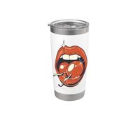 Cherry On Top Lips, diseño pop art retro Vaso térmico de acero inoxidable de doble pared