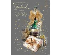 Cherry Orchard Artistic Husband - Tarjeta de Felicitación Cumpleaños para Marido, Tarjetas Felicitacion Diseño Feliz Cumpleaños, Color Dorado