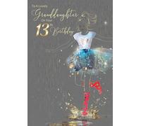 Cherry Orchard Tarjeta de felicitación de cumpleaños para nieta 13 con detalles de lámina dorada y sobre dorado de