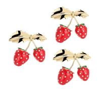 Cherry Pins Strawberry Clothing Badge Women Lapel for Clothes Pin Copper Brooch Red Painting Oil