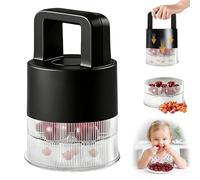 Cherry Pitter - Herramienta 7 en 1 para remover hoyos, ranuras extragrandes de 1.5 pulgadas, cerezas transparentes, apto para lavavajillas, antisalpicaduras, herramienta de mermelada de cerezas (negro