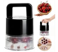 Cherry Pitter Tool - Herramienta de descorazonador de cerezas 7 en 1 con ranuras extragrandes de 1.5 pulgadas para cerezas jumbo, deshuesador de oliva, contenedor transparente para hoyos, diseño